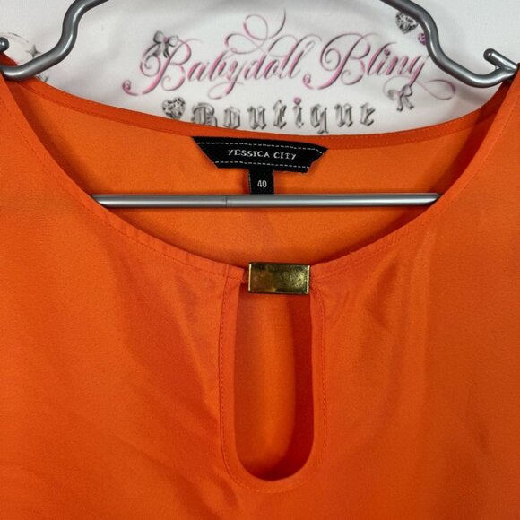 Yessica city top shirt Elegant Orange Blouse with Keyhole Detail - Picture 5 of 9